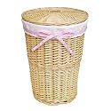 Round Wicker Hamper- Natural/ White