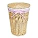 Round Wicker Hamper- Natural/ White