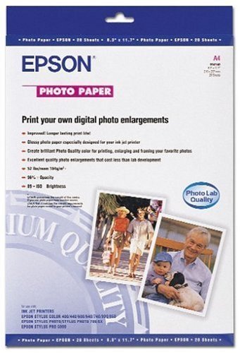 Epson Glossy Photo Paper, A4, 210 x 297mm, 194 g/m2, 20 Sheets