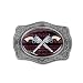 Crossed Revolvers Oval Shaped Pewter Belt Buckle