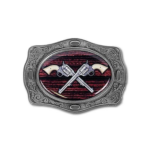 Crossed Revolvers Belt Buckle