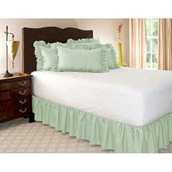 Twin Seafoam Ruffled Bed Skirt with 18" Drop