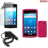 Samsung Captivate i897 Combo Solid Hot Pink Silicon Skin Case Faceplate Cov ....
