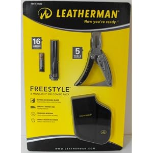 Leatherman Freestyle Multitool and Monarch 300 LED Flashlight plus Leatherman Case by 