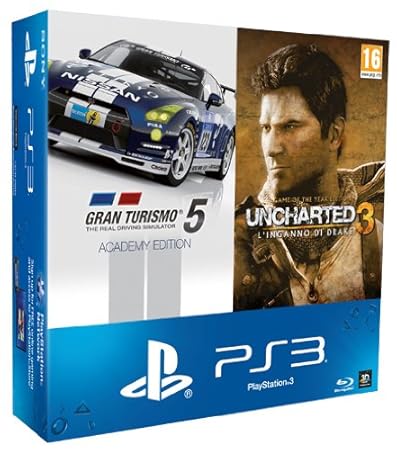PlayStation 3 - Console 500 GB [M Chassis] + Gran Turismo 5 - Academy Edition + Uncharted 3: L'Inganno Di Drake - GOTY Edition [Bundle]