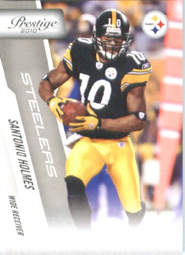 2010 Panini Prestige Football Cards # 159 Santonio Holmes - Pittsburgh Steelers - NFL Trading Card in Screwdown Case