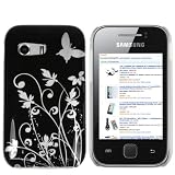 mumbi Schmetterling Blumen H�lle Samsung Galaxy Y Schutzh�lle (Harte R�ckseite) Butterfly schwarzvon "mumbi�"