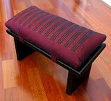 Seiza Kneeling Meditation Bench & Cushion Set - Burgundy/Black Cushion