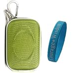 Kroo Camera Case Premium Quality Carrying Case for Sony Cyber-shot + Bonus Bundled with Universal LCD Screen Protector Kit (Many Color Available) + Wisdom*courage Wristband (Slim Nyon Green)