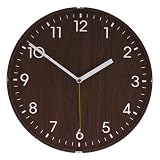Dome Wooden Non-Ticking Silent Wall Clock (Brown)