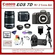 Canon EOS 7D DSLR Camera with SSE Platinum Kit: Includes - Canon EF-S 18-55mm f/3.5-5.6 IS II Autofocus Lens & Canon EF-S 55-250mm f/4-5.6 IS Autofocus Lens, Also Includes 0.45x Hi Def Wide Angle Lens & HD 2x Telephoto Lens, 16GB SDHC Card & Card Reader, Dedicated Flash, 3 Piece Pro Filter Kit and much more...