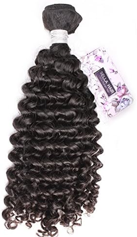 Bella Hair 1 Bundle Genuine 5A Brazilian Virgin Curly Wave Human Hair Extensions Natural Black Color (10inch)