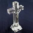 Glass Crucifix - Height: 6" - Pedestal - Includes Deluxe Box