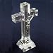 Glass Crucifix - Height: 6" - Pedestal - Includes Deluxe Box