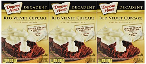 Duncan Hines Decadent Red Velvet Cupcake & Cream Cheese Frosting Mix 19.4oz Box (Pack of 3)