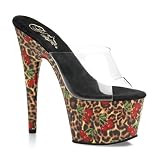 7 Inch High Heel Sandals Platform Shoes Open Toe Leopard Cherry Print Platforms