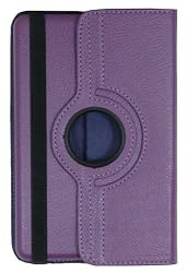Purple 360 Rotate Holster Folio Leather Stand Case for Amazon Kindle Fire