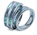 Matching Comfort Fit High Polish Tungsten Carbide Ring 8mm (Size 8-13) His & 6mm (Size 5-8) with Double Abalone Inlay Hers Set Aniversary/engagement/wedding Bands Set