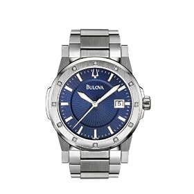 Bulova Mens 96E105 Diamond Accented Silver Dial Bracelet Watch by Bulova