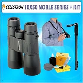 Celestron Noble 10x50 Compact Waterproof Binoculars w Carrying Case + Accessory Kit by Celestron