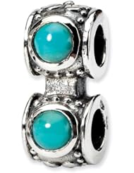 Sterling Silver Reflections Turquoise CZ Connector Bead