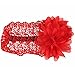 Baby Girl Toddler Cute Lace Wide Headband with Big Flower Stretch Headwear (Red)