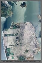 Satellite poster print/map of San Francisco, California in high resolution: 24"x36" glossy