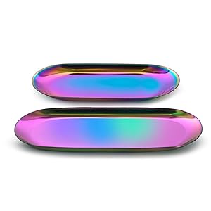 Freelove Stainless Steel Serving Tray Bathroom Sink Vanity Trays Cosmetics Jewelry Organizer Towel Tray Tea Tray