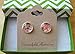 Silver-Tone Neon Pink Gold and Black Glitter Glass Stud Earrings 1/2