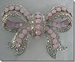 Light Pink and White Crystals Bow Pin B1T23