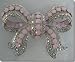 Light Pink and White Crystals Bow Pin B1T23