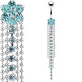 Bauchnabel-Piercing Schmuck Blumenranke Farbe Aqua