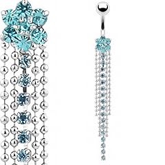 Bauchnabel-Piercing Schmuck Blumenranke Farbe Aqua