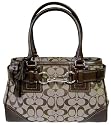 AUTHENTIC COACH HAMPTONS SIGNATURE MEDIUM CARRYALL 12297 (Khaki/Mahogany)