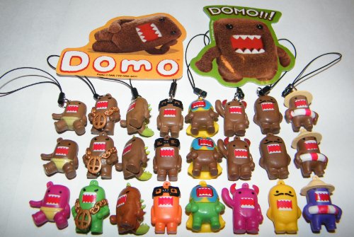 Domo Figure Charm Mega Set of 24 with Classic Brown, Colored and Fun Dangler Figures