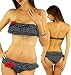 ToBeInStyle Sexy and Sultry Bandeau Style Tube Padded Bra Top Halter Two Piece Black Bikini