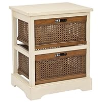 Safavieh American Home Collection Emma Off-White and Light Brown Two Drawer Storage Cabinet