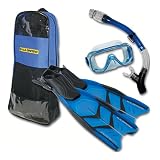 U.S. Divers Cortez LX Mask, Total Dry Snorkel, Hydrosplit Fin, and Travelite Bag Snorkeling Set
