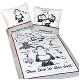 Herding, 4873/18.050, Bettwaesche Microfaser  Sheepworld,  Ohne dich ist alles doof, Farbe: wiess ( Your Best ), Groesse: 80/80 cm - 135/200 cm, Material: 100% Polyester ( Linon )