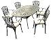 Cast Aluminium Black Sestri 6 Seater Oval 183x106cm Set with natural seat cushions