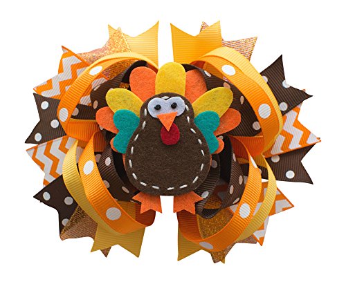 Thanksgiving Turkey Hair Clip for Girls Alligator Girl Fall Ribbon