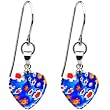 Handcrafted Blue Millefiori Heart Earrings