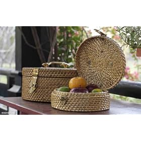 Cane and brass baskets, 'Take Me Too' (pair) by NOVICA