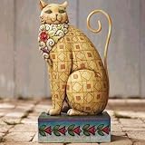 Cat with Red Flower Garden Statue