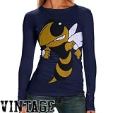My U Georgia Tech Yellow Jackets Ladies Navy Blue Gigantor Vintage Long Sleeve T-shirt