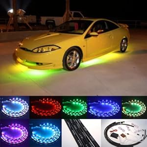 Fuloon (TM) 7 Color LED Under Car Glow Underbody System Neon Lights Kit 48