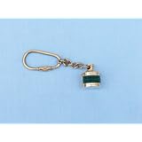 Brass Green Ship Lamp Key Chain 4" - Wood Replica Not a Model Kit