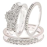 1 Carat Diamond Trio Wedding Ring Set 14K White Gold