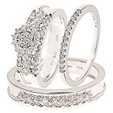 1 Carat Diamond Trio Wedding Ring Set 14K White Gold