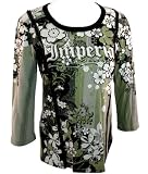 Skinny Minnie - Vanilla Sugar Imperial Forest 3/4 Sleeve, Scoop Neck, 100% Cotton Printed Top - Mint Green